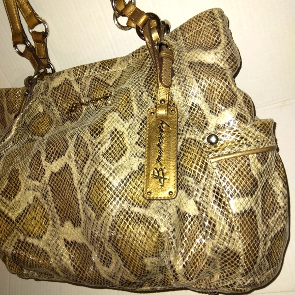 L@@K! BEAUTIFUL Like New B. MAKOWSKY Python embossed Exotic Lrg Leather Satchel - Picture 3 of 16